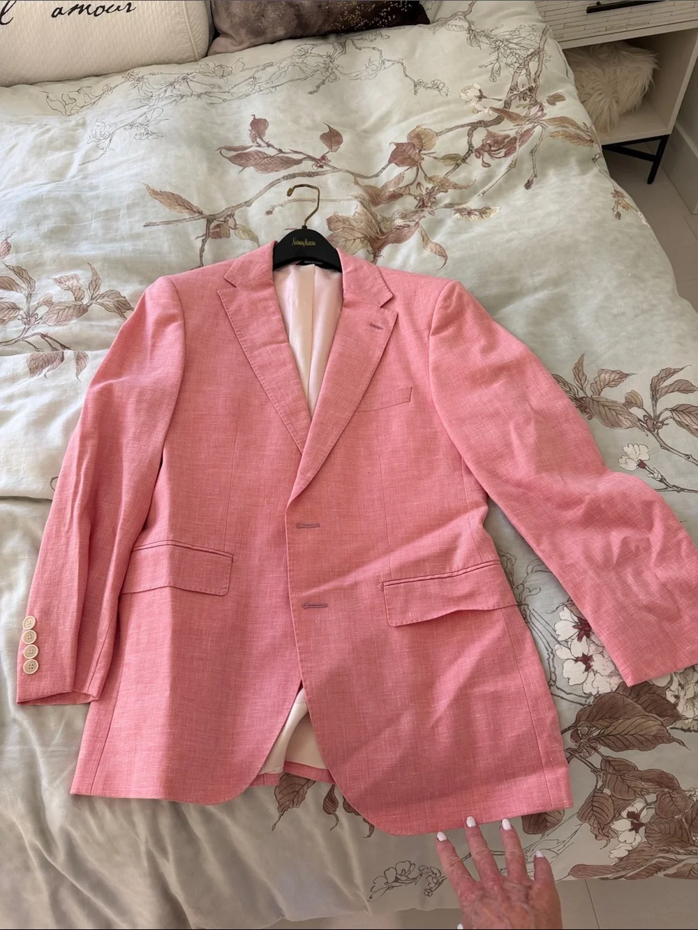 Men's Pink Linen-Blend Blazer
